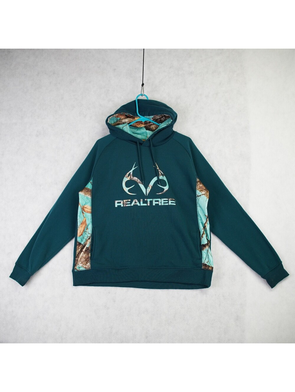 Realtree Edge Pullover Hoodie Sweatshirt Women’s XL Blue Camo Hunting Logo